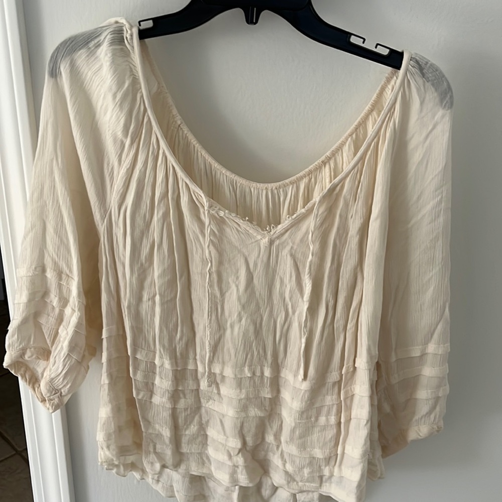 Abercrombie Cream Peasant Top